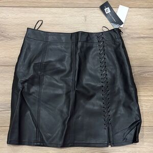 French Connection Black Faux Leather Mini Skirt